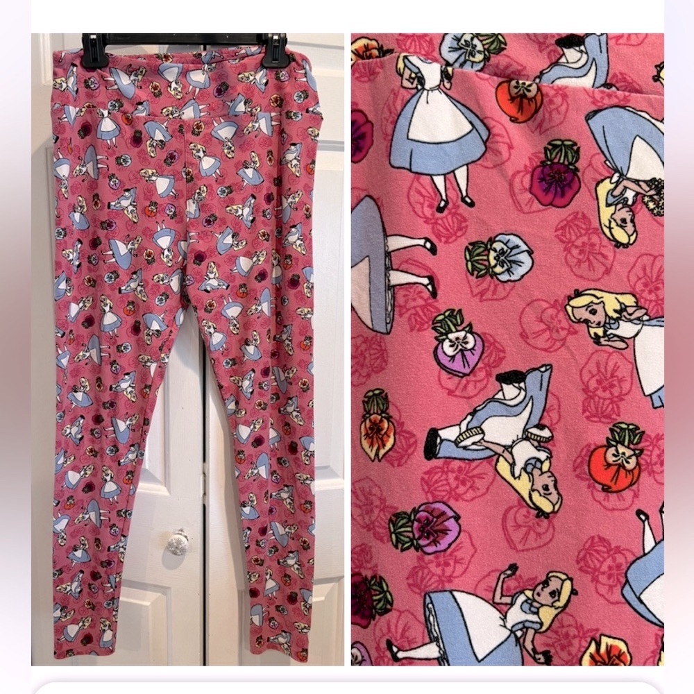 ALICE 💖Disney LULAROE Playful Pink “ Alice in Wonderland” Print Leggings
